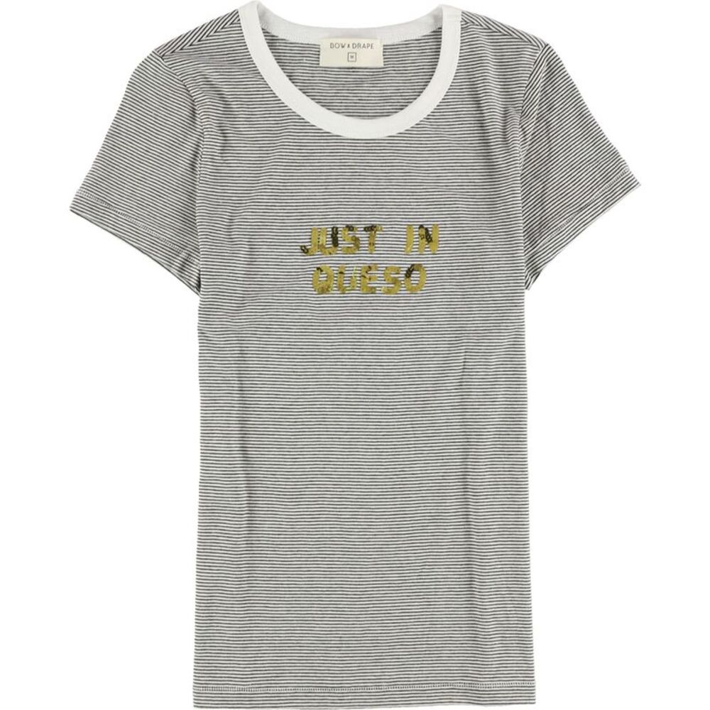 Bow & Drape Womens Just in Queso Graphic T-Shirt, White, M, DM